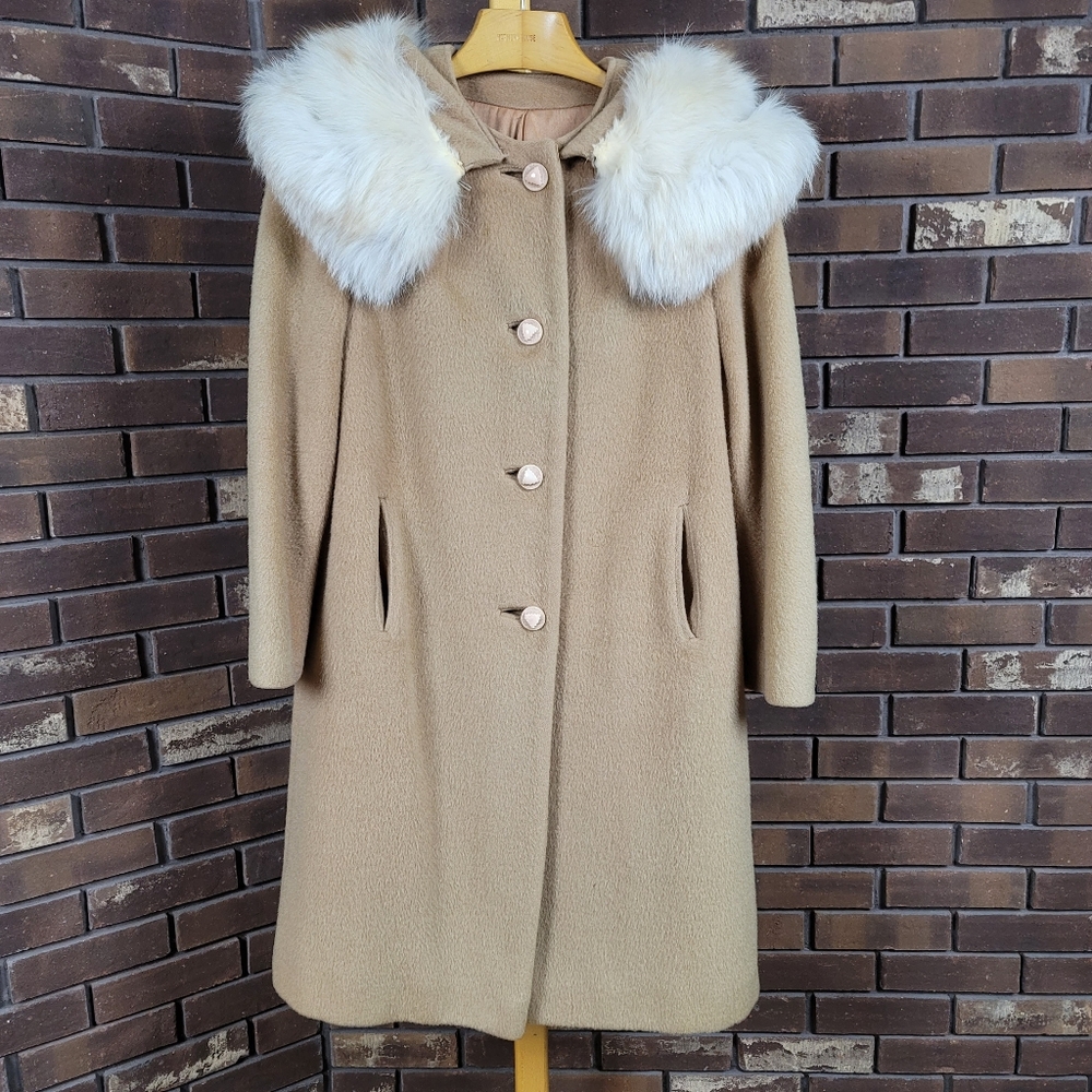 Del-Mar by Rice vintage wool and fox fur coat button up ladies walking coat